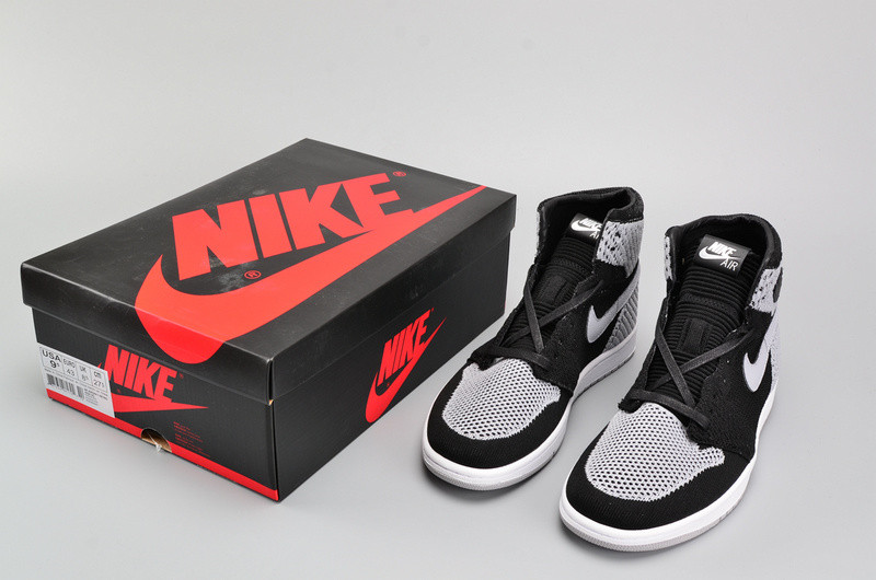 Air Jordan 1 Flyknit “Shadow” Black/Medium Grey-White mens 919704-003