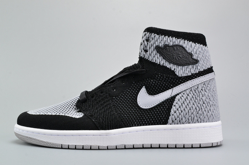Air Jordan 1 Flyknit “Shadow” Black/Medium Grey-White mens 919704-003