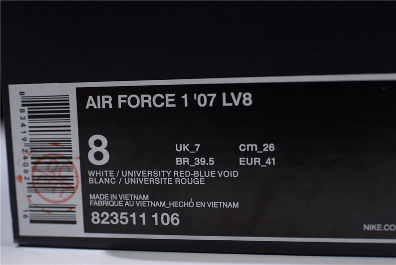 Nike Air Force 1 Low LV8 3D Chenille S* White Red Blue  823511-106