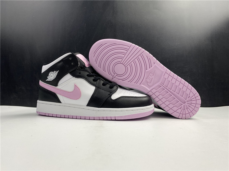 Air Jordan 1 Mid White/Light Arctic Pink-Black 555112-103