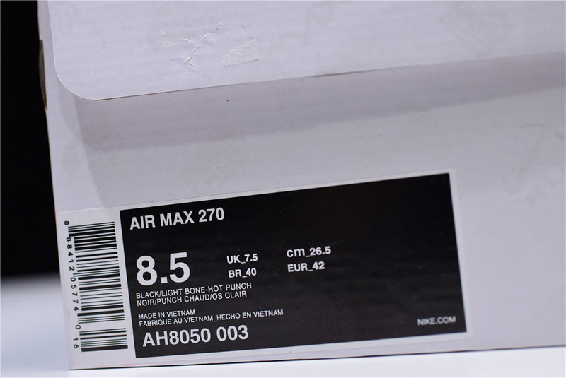 NIKE mens AIR MAX 270 “Light Bone” black AH8050-003